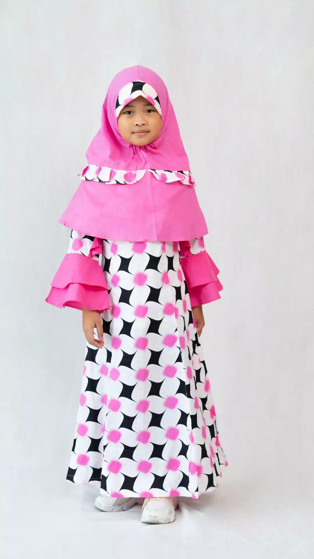 Gamis Muslim Anak Trukid Warna Lengan Panjang Model Trompet 254