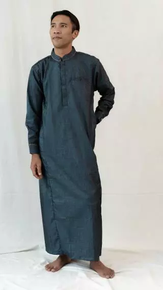 Jubah Muslim Dewasa Nur Hafid Warna Lengan Panjang Manset Kombinasi kain Motif Shining Star