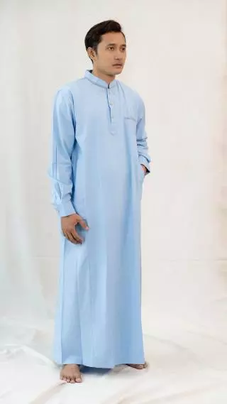 Jubah Muslim Dewasa Nur Hafid Warna Lengan Panjang Manset Kombinasi kain Motif Pasadena