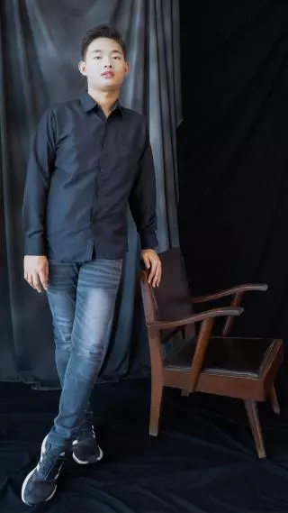 Kemeja Dewasa Zigger Lengan Panjang BC Warna Hitam Motif CT Micro HTM