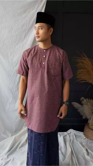 Baju Muslim Turkey Dewasa Nur Hafid Lengan Pendek Warna Motif Avorus Kotak